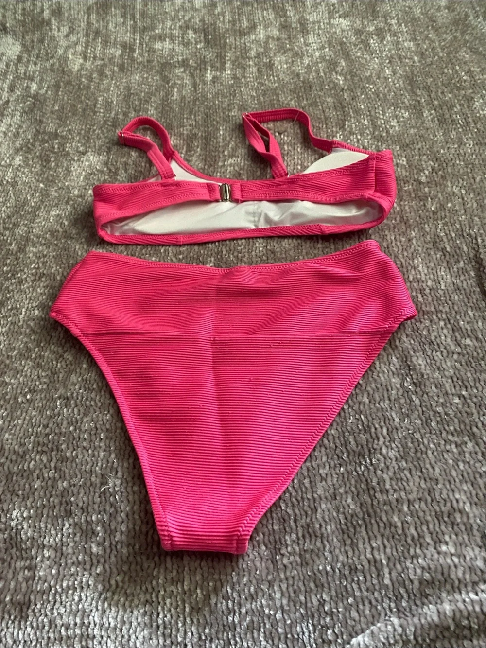 Hot Pink Two-Piece Ribbed Bikini Set - Picture 2 of 2